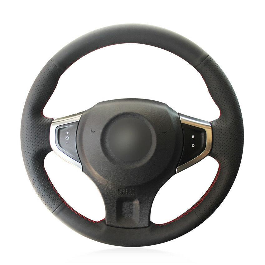 For Renault Koleos Car hand-sewn steering wheel cover black artificial leather-image-545162697