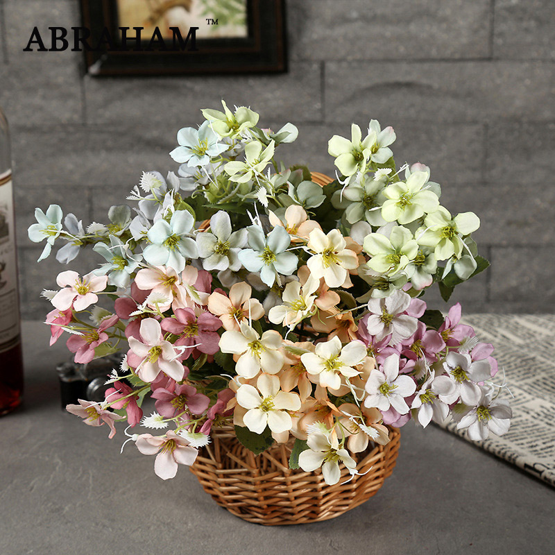 

33cm 6 Fork Artificial Daisy Flowers Silk Flower Wedding Bouquet Fake chrysanthemum Rural Daisies Branch For Autumn Home Decor, Orange