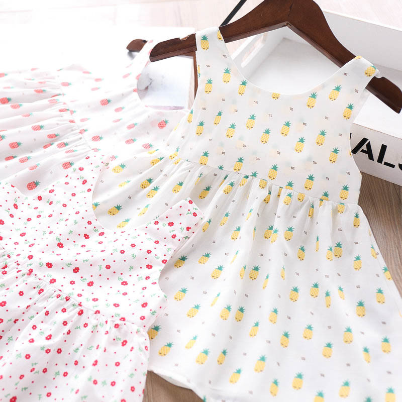 

2020 Summer Girls Pineapple Flower Vest Dress Baby Dress Wholesale