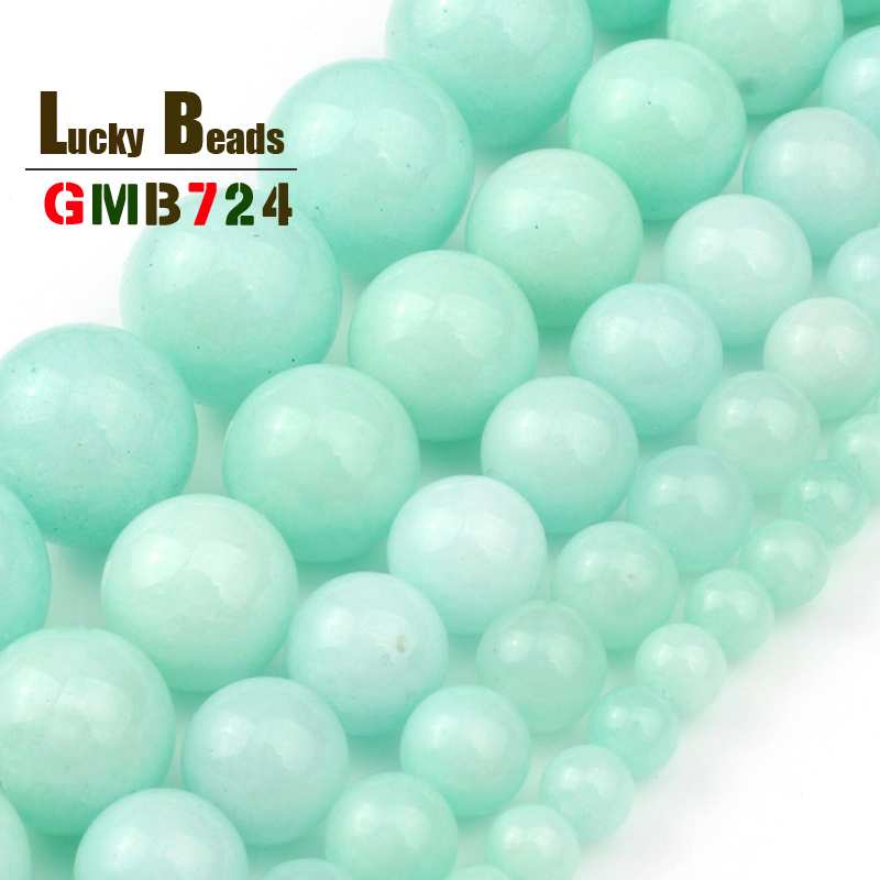 Redondo Azul Amazonita Color Jade granos flojos joyería haciendo 15/" tamaño 6//8//10//12mm