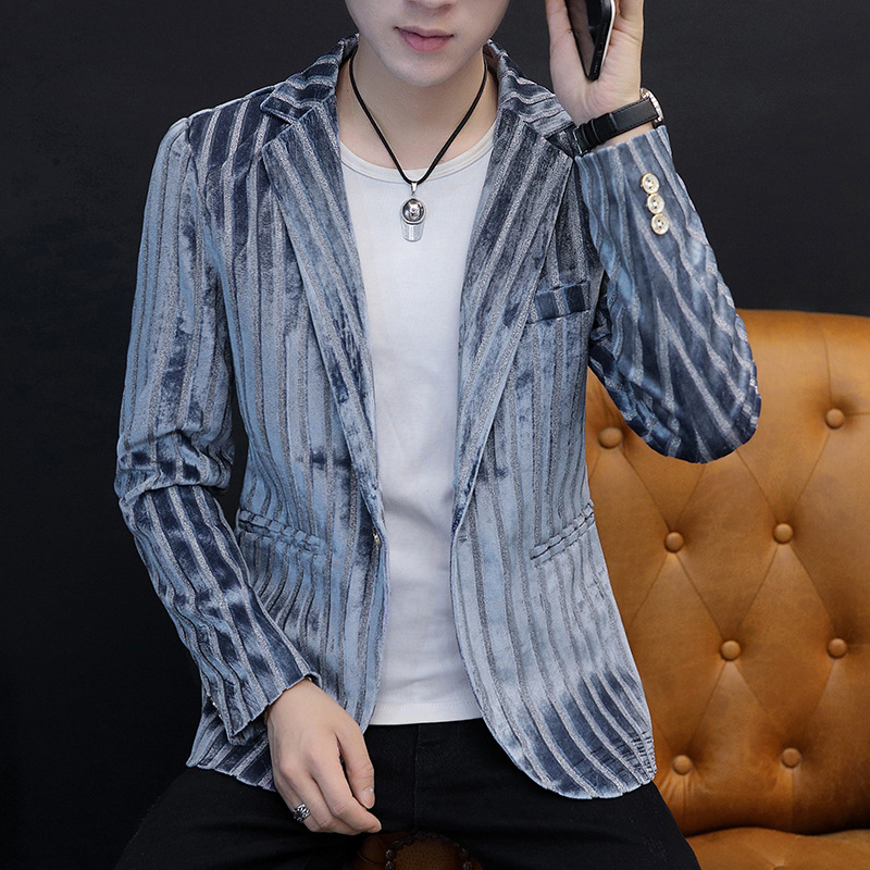 

2020 Men's New Corduroy blazer Fashion Youth Slim Handsome BLAZER, Black