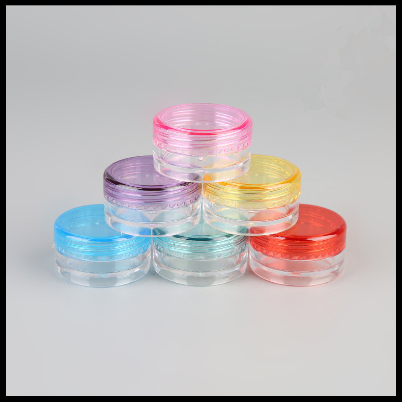 

3g 5g Plastic Cream Jar Small Cream Cosmetic Packing Container Trial Sample Bottles Round Bottom Colorful Cap