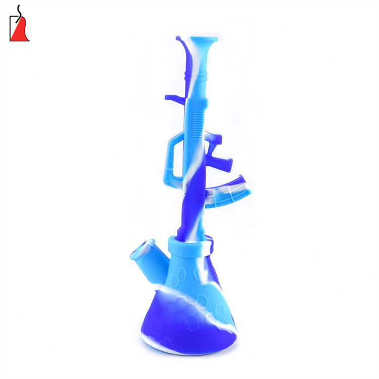 

Rifle shape Unbreakable Smoking Pipes 10.6'' machine gun hookah portable silicone water pipe oil smoking heady beaker Dab Rigs