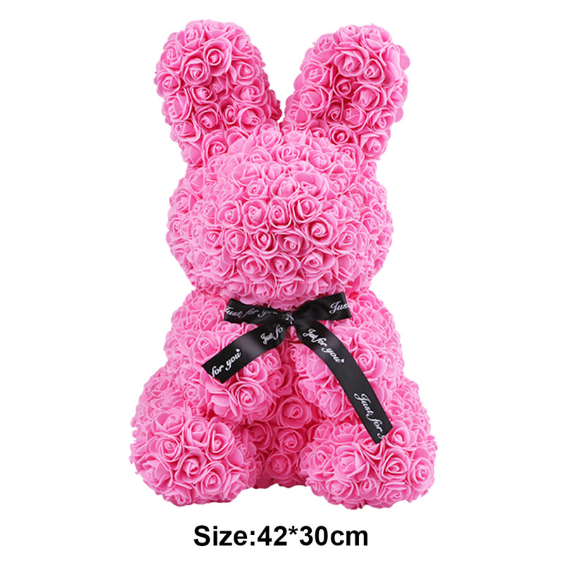 

Wedding Party Decorations Rose Bear Rabbit Dog Anniversary Valentine's Day Gift rose foam bear Birthday Present for Girlfriend, White