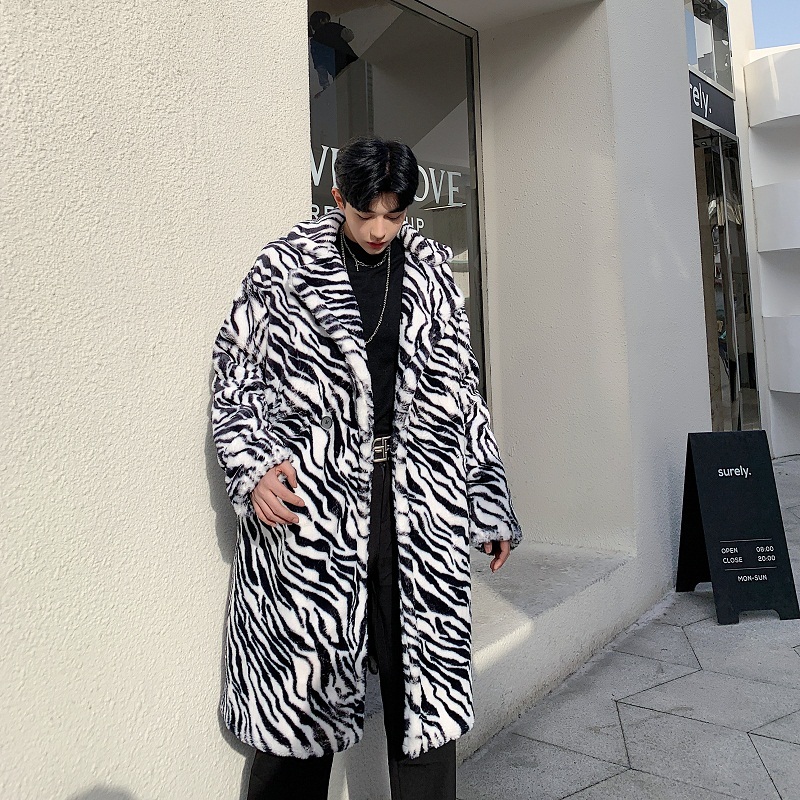 

Winter Thickened Zebra Print Coat Men Warm Fashion Parka Men Cotton Long Coat Mens Streetwear Wild Loose Jacket Male Clothes, Graph coloring