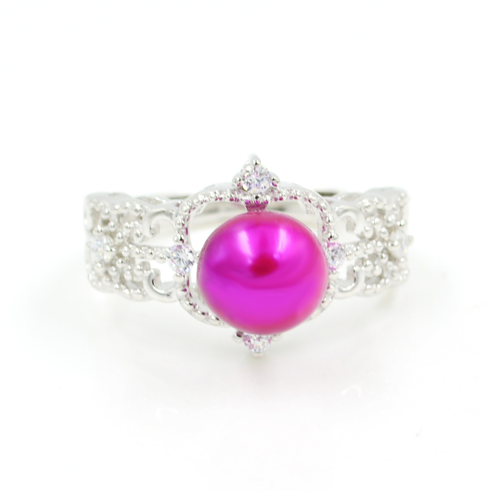 S925 sterling silver ring hollow palace pattern pearl ring settings opening silver ring ornament wholesale factory supply PS4MJZ066-image-540708613