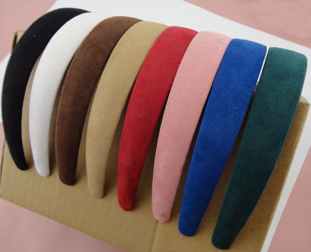 10PCS 2.5cm Matte Suede Velvet Covered Plain Plastic Hair Headbands,women girl's hairbands wrapped hair hoops wholesales-image-441438871