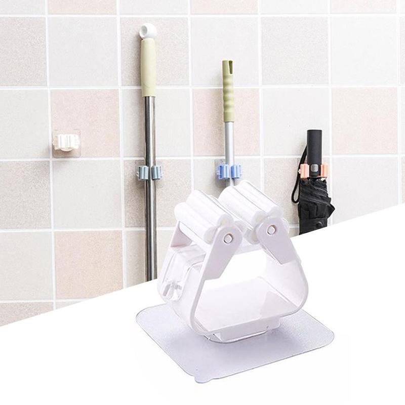 

1PC Storage Hooks Mop Broom Holder Wall Mounted Clip Brush Handle Hanger Storage Rack No Trace Mop Clip