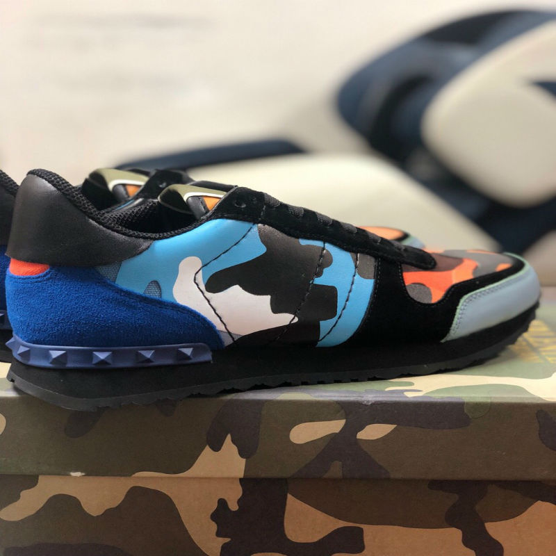 

Fashion high quality rivet camouflage men flat shoes top female designer ACE casual shoes original box size 36-46, Clear