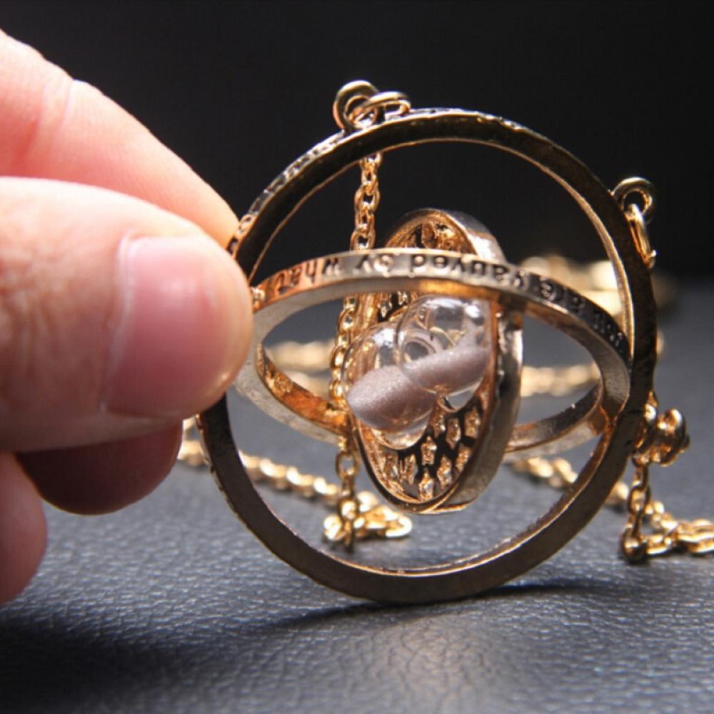 

Gold Silver Alloy Personality Women Fashion Sand Glass Time Turner Pendant Necklace Men Time Gem Pendant Jewelry Gifts