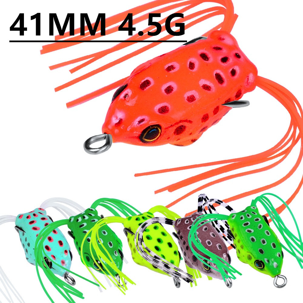 

Mixed 6 Color 41 mm 4.5 g Frog Fishing Hooks Fishhooks Double Hook Soft Baits & Lures Pesca Fishing Tackle C-026