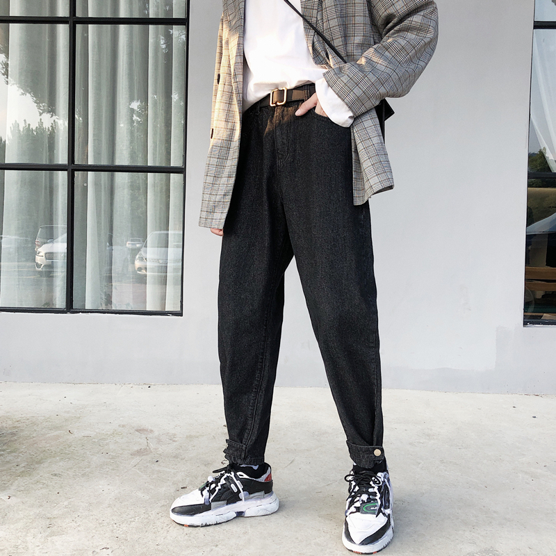 

2018 Autumn And Winter New Fund Man All-match Harbor Wind Personality Bottom Of A Trouser Buckle Men Jeans Streetwear -2XL, Blue