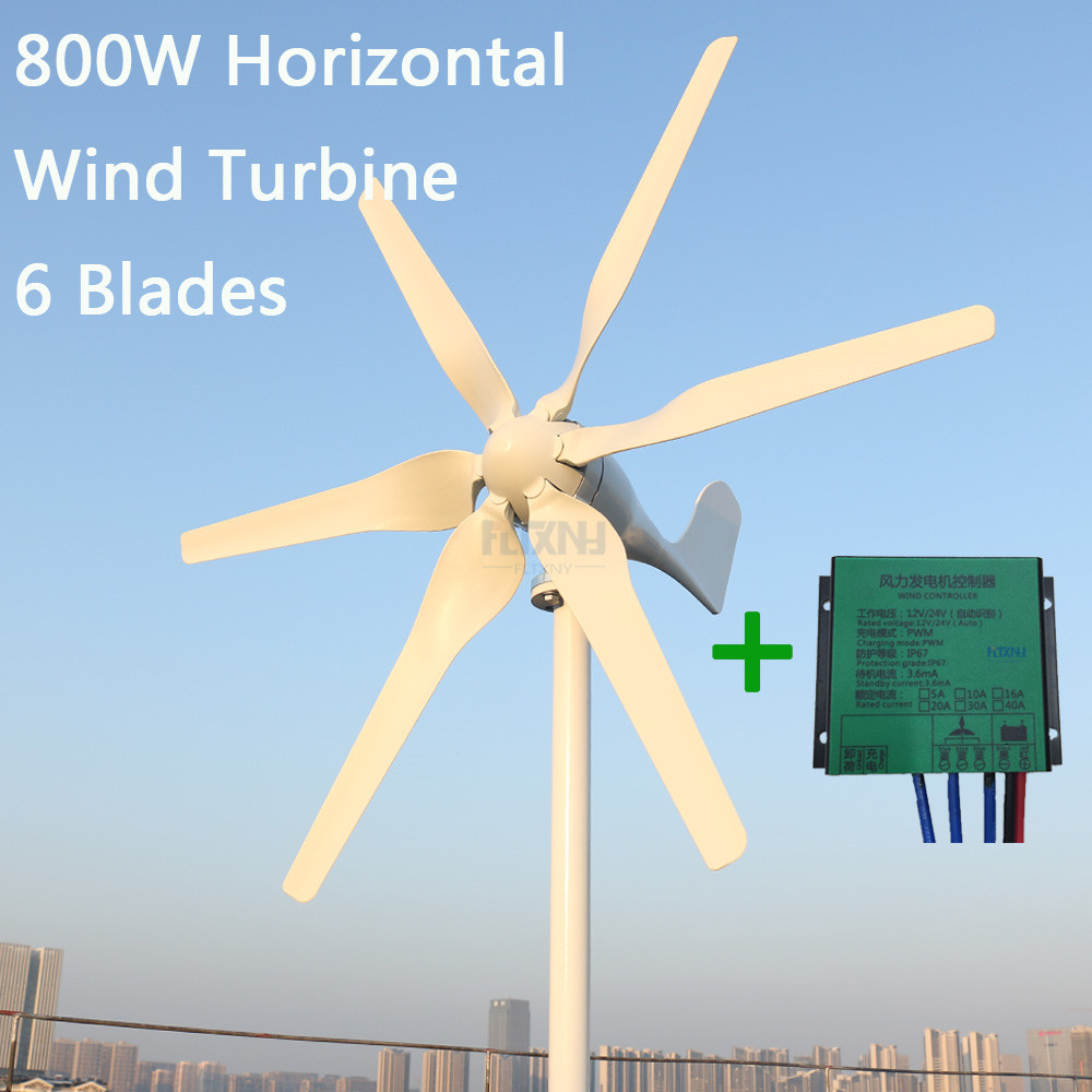 Turbine éolienne 800w 12v 24v, générateur avec 6 pales, contrôleur PWM gratuit, pour usage domestique, nouveau développement
