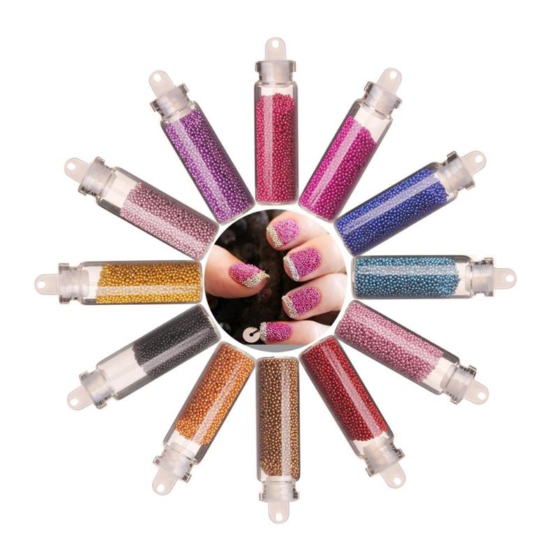 

12 Colors Mini Caviar Beads Crystal Tiny Rhinestones Glass Micro Bead For Nails DIY Colorful 3D Glitter Nail Art Decorations