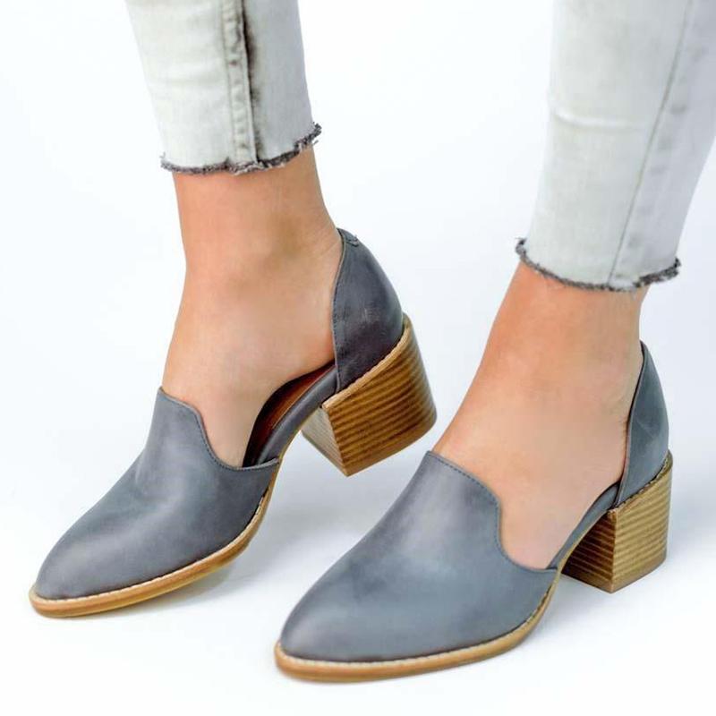Vente Flash Escarpin de printemps à talons bas pour femmes, chaussures en PU deux pièces en cuir verni à bout pointu, chaussures respirantes pour