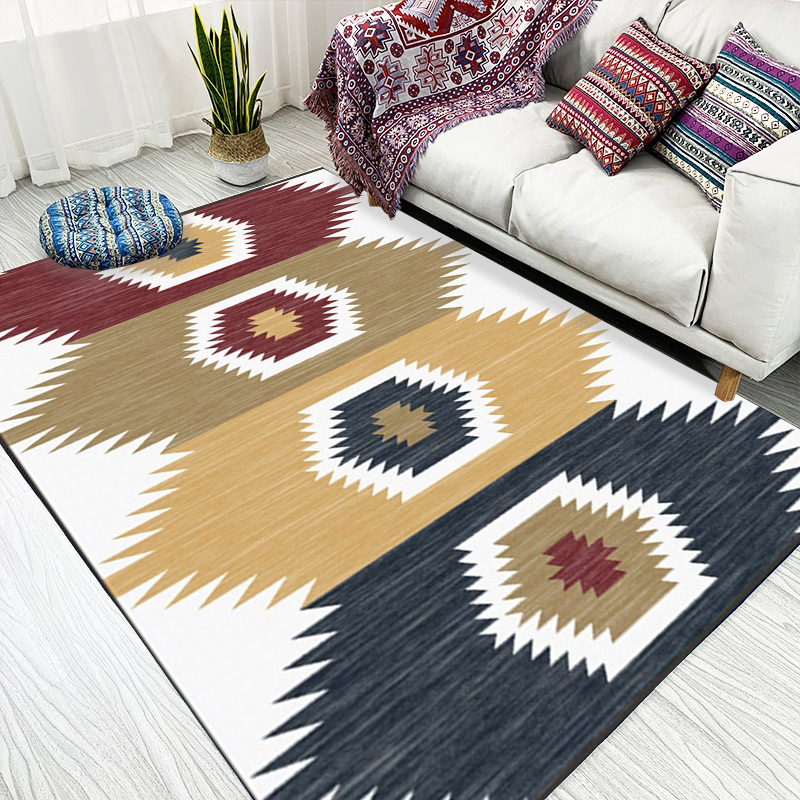 

Nordic Fashion Japanese Stitching Rug Blue Brown Pink Stripe Living Room Carpet Bedroom Crystal Velvet Carpet Non-slip Mat