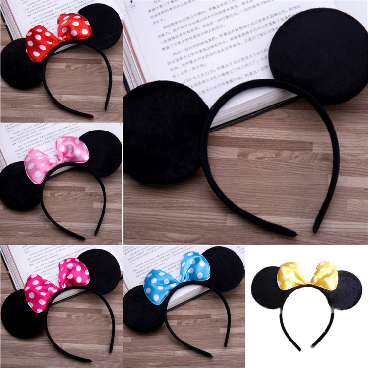 

6 Color Girls hair accessories Mouse ears headband Children hair band Baby kids cute Halloween Christmas cosplay headdress hoop EMS FJ426, Slivery;white