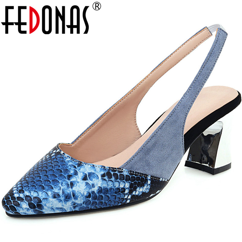 

FEDONAS Mixed Colors Sexy Sandals For Women Back Strap Pointed Toe High Heels Pumps Summer Quality Working Basic Shoes Woman, Black