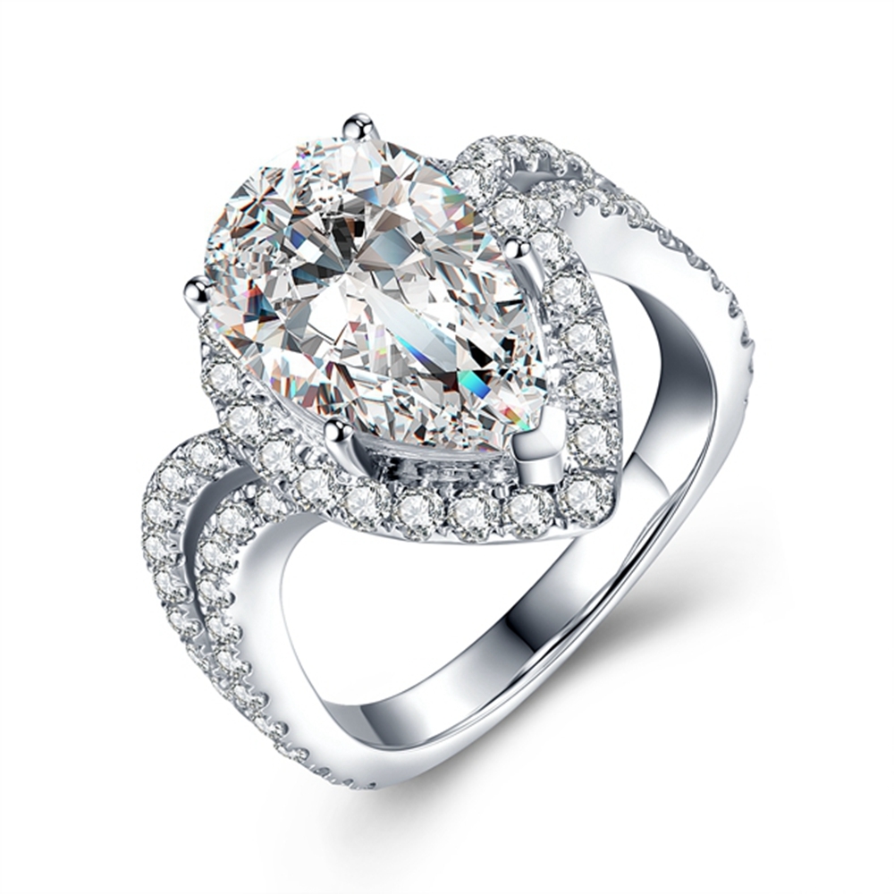 

3.6 CT Lab Grown Diamond Ring Solid 14K White Gold Engagement Anniversary Ring DEF Color Pear Shape 3EX&VVS1 S200110