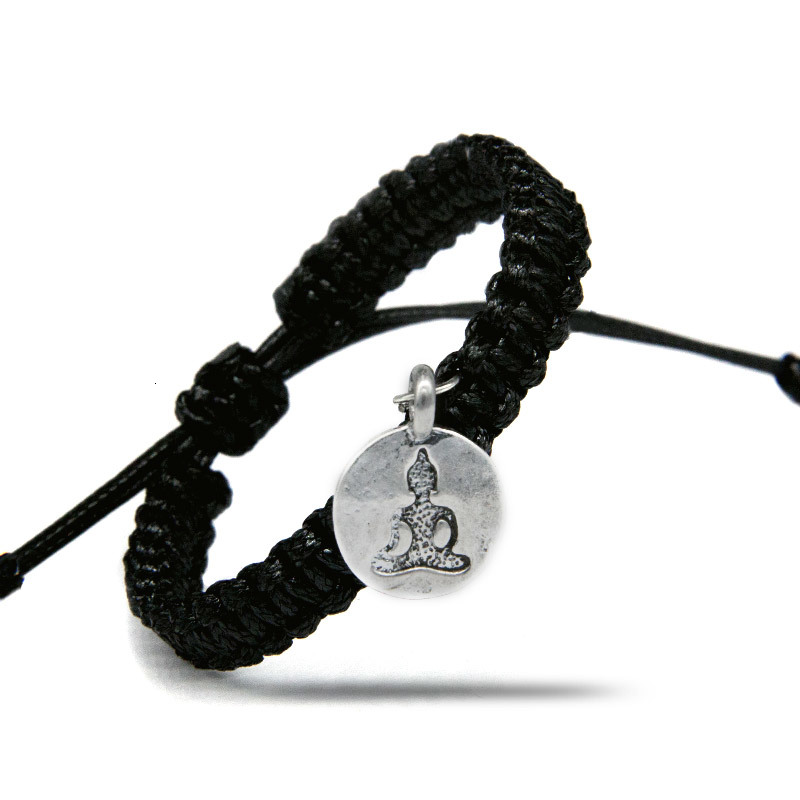 

Buddha Pagoda Charm Bracelets For Women Male Silver Letters Handmade Lucky Rope Chain Adjustable Size Jewelry Gift Decoration