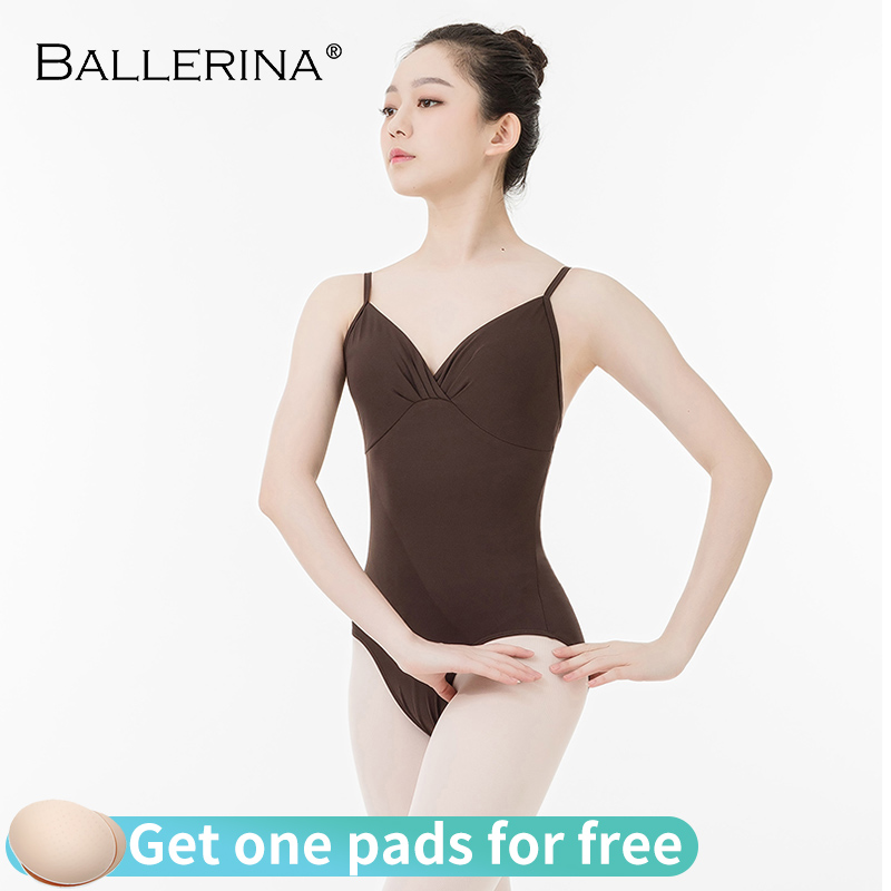 

Ballerina ballet leotard women aerialist Practice Dance Costume deep V Sling Black gymnastics Leotard Adulto 5123, Chocolate