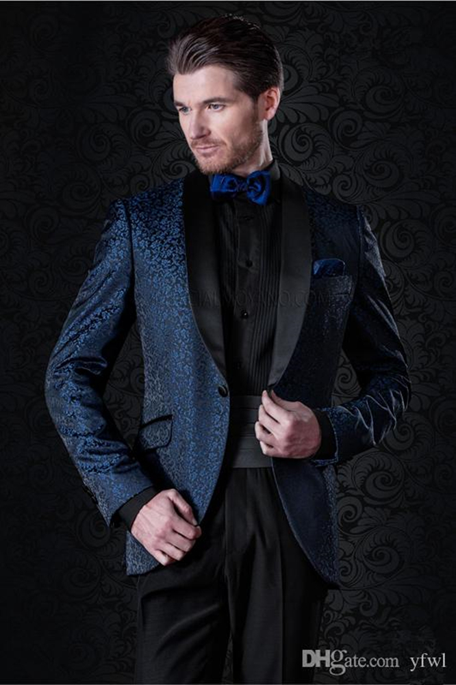 

Fashionable Jacquard tuxedos groom wedding men suits mens wedding suits tuxedo costumes de smoking pour hommes men(Jacket+Pants+Tie) 109, Same as image