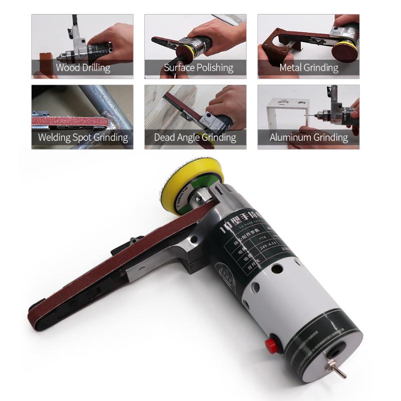 

Portable Mini Electric Belt Sander Grinder Hand-held Small Grinding Machine Kit with Sanding Belts Tool Case Grinding Heads