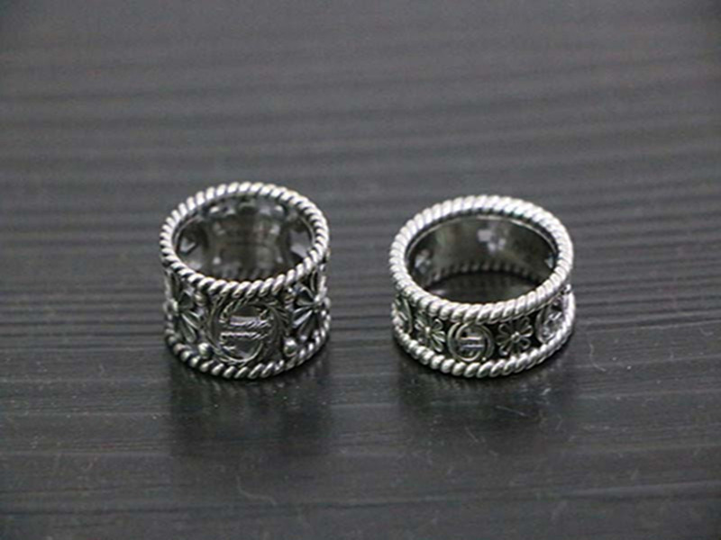 

S925 sterling silver hollow flower ring temperament British retro classic couple bracelet
