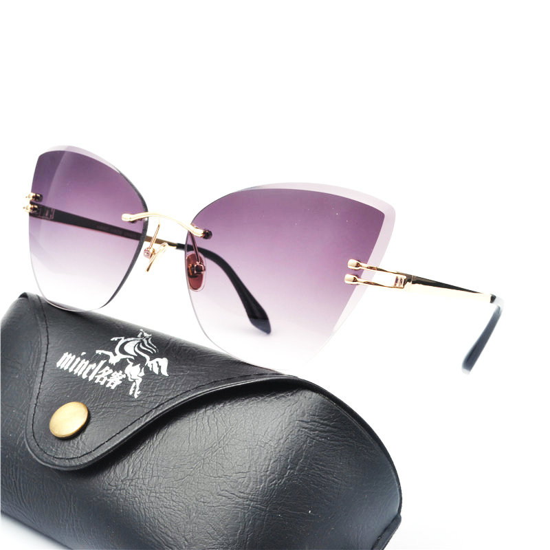 

Fashion Rimless Cat Eye Sunglasses Women Brand Clear Lens Gradient Sun Glasses Female UV400 High Quality Metal FML