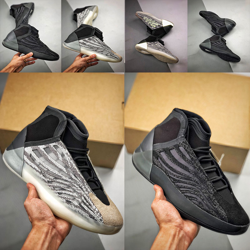 

2020 Kanyes Basketball Quantum shoes 3m reflective mens women QNTM semi-transluncet rubber outsole Black White basketball sneakers, #1