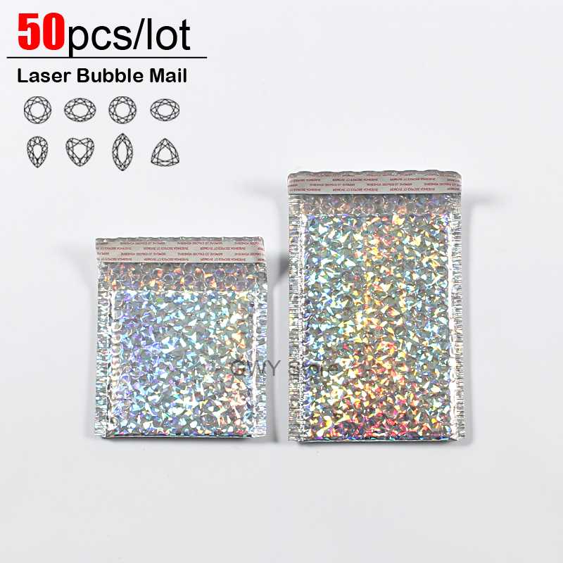 

50pcs/lot Laser Bubble Mailer Poly Mailing Bags Shipping Envelopes with Bubble Shipping Packaging Envelope Mailers Padded bag
