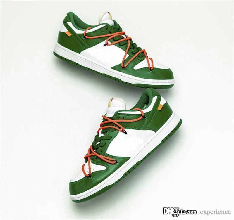 

2019 Best Authentic OFF SB Dunk Low x White Leather Pine Green CT0856-100 University Gold University Red Men Women Running Shoes Sneakers