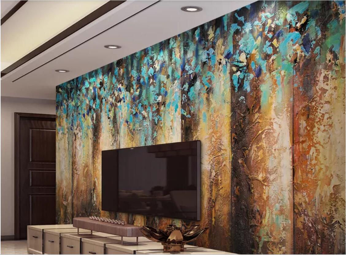 

3d room wallpaper custom photo mural Vintage shabby american wooden planks texture oil painting style tv background wallpaper for walls 3 d, Silk