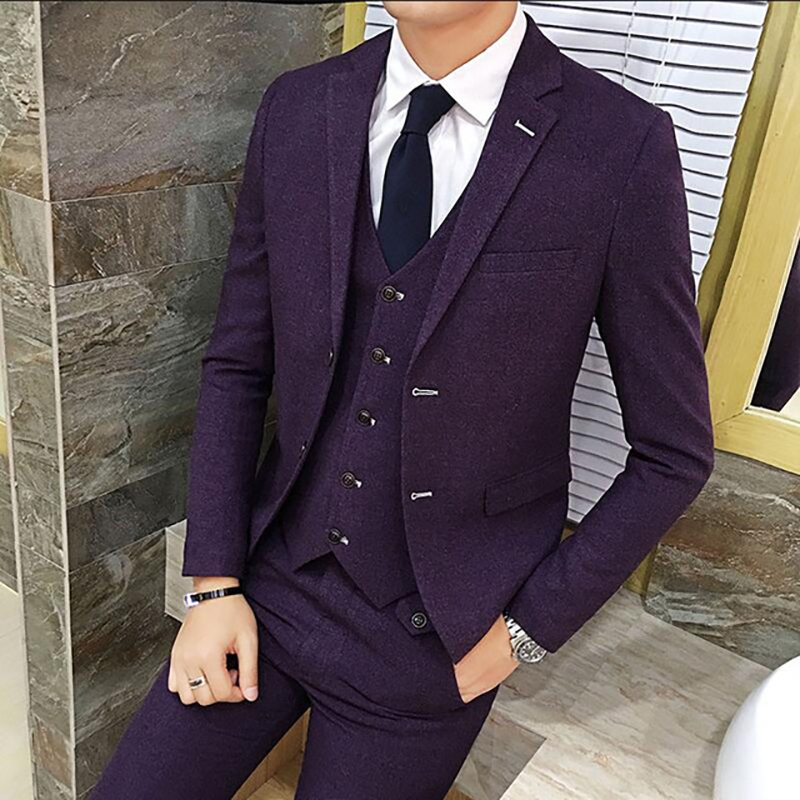

2020 Men Business Suit Slim Fit Classic Male Suits Luxury Suit MenNavy Blue 3 Pieces Wedding Tuxedo (Jacket+Pants+Vest