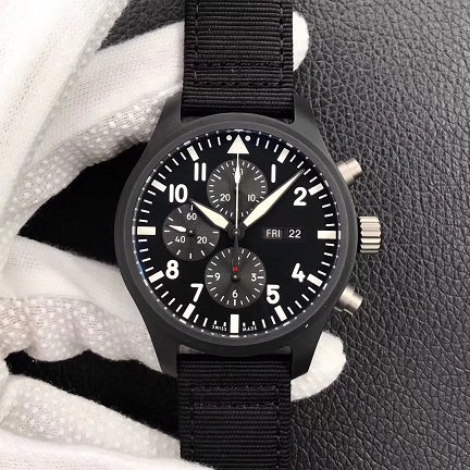 

44.5MM CERAMIC CASE NATO STRAP CHRONOGRAPH CHRONO WATERPROOF ZF Best QUALITY AUTOMATIC MENS MEN WATCH 389101 WATCHES, Black