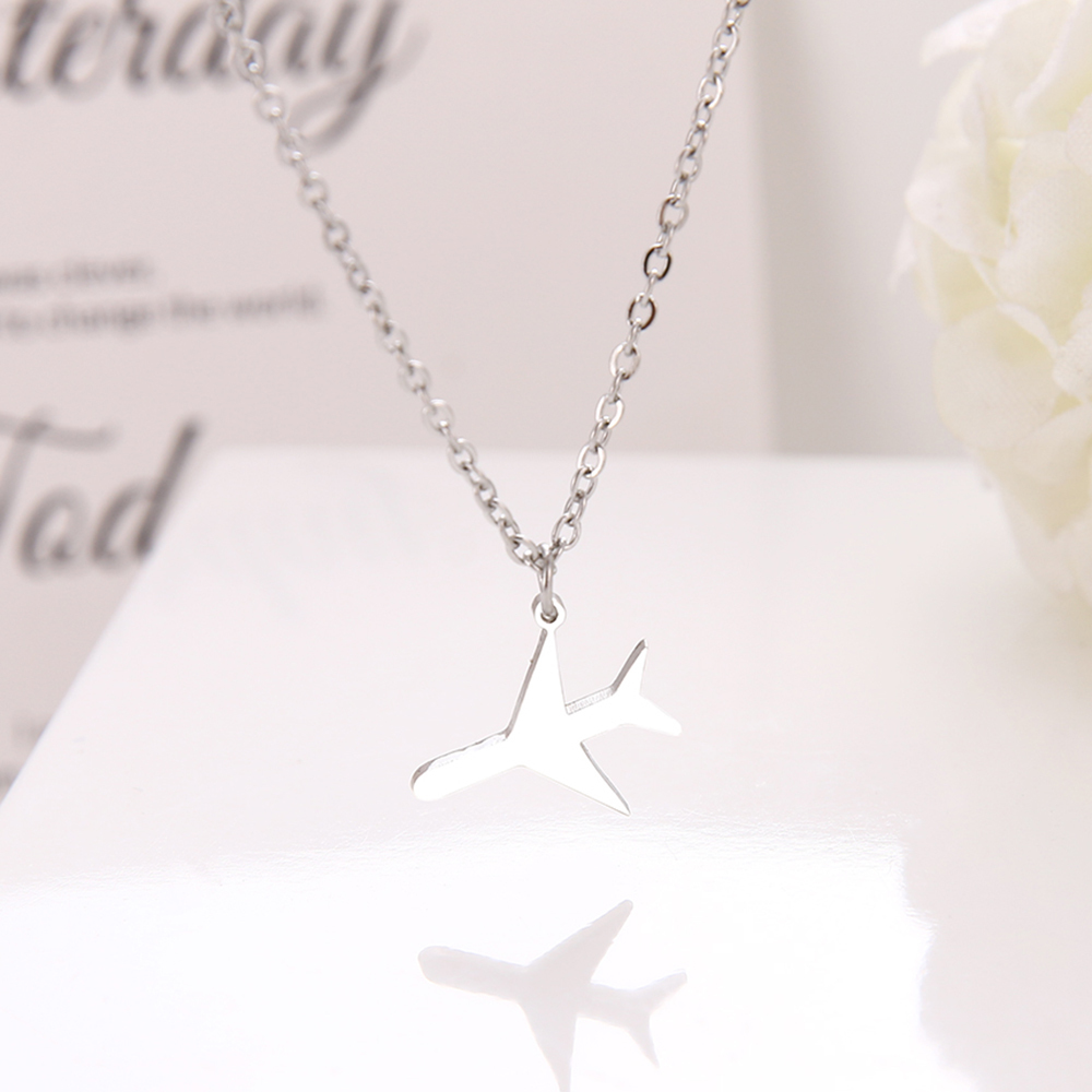 

Jewelry High Quality Stainless Steel Necklace For Women Small Airplane Choker Chain Pendant Gold Necklaces Engagement Jewelry Gift