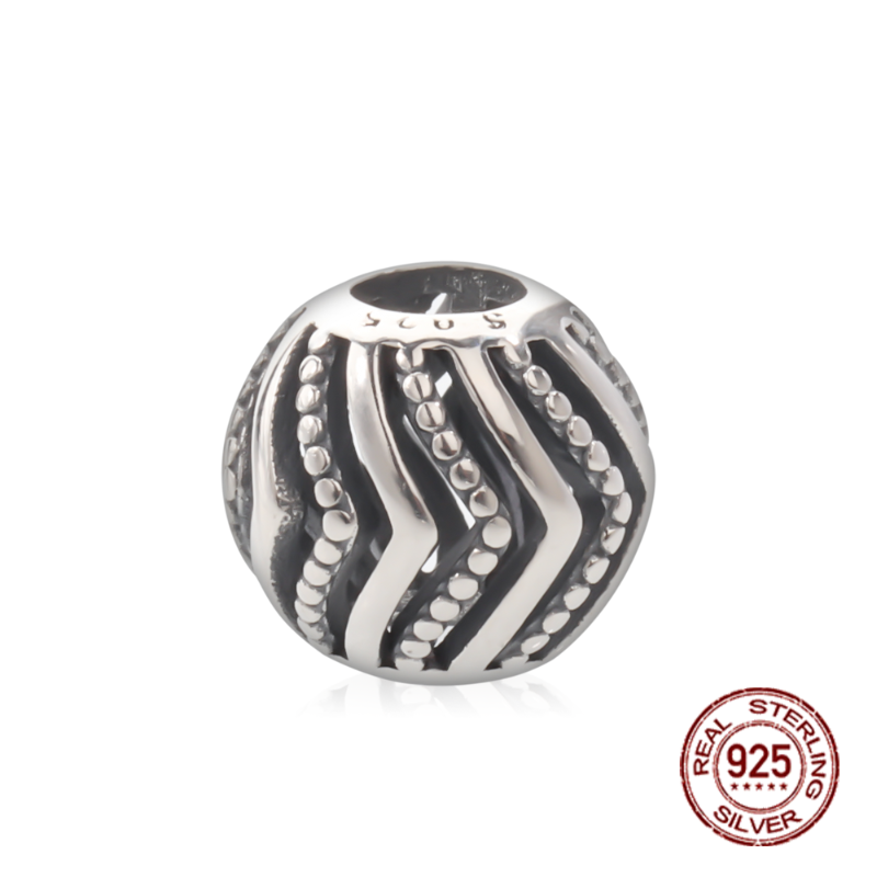 

Authentic sterling silver perforated bracelet with beaded cubic zirconia, crown beads, palm necklace pendant