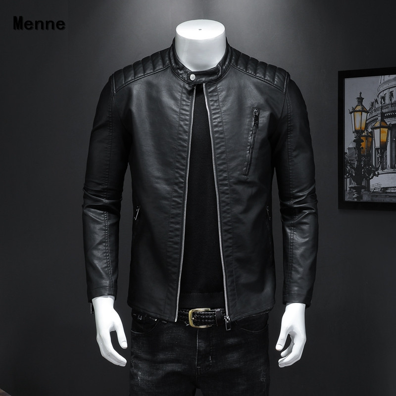 

2019 new Men's jacket\ Winter leather /Locomotive/Small collar, As pic