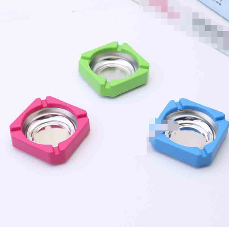 

Colorful Plastic Stainless Steel Ashtray Storage Box Holder Five Corner Smoking Accessories Tool For Cigarette Bong Glass Pipe