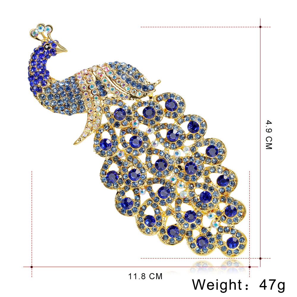 

Large-size blue crystal peacock brooch hot jewelry pin accessories animal brooch