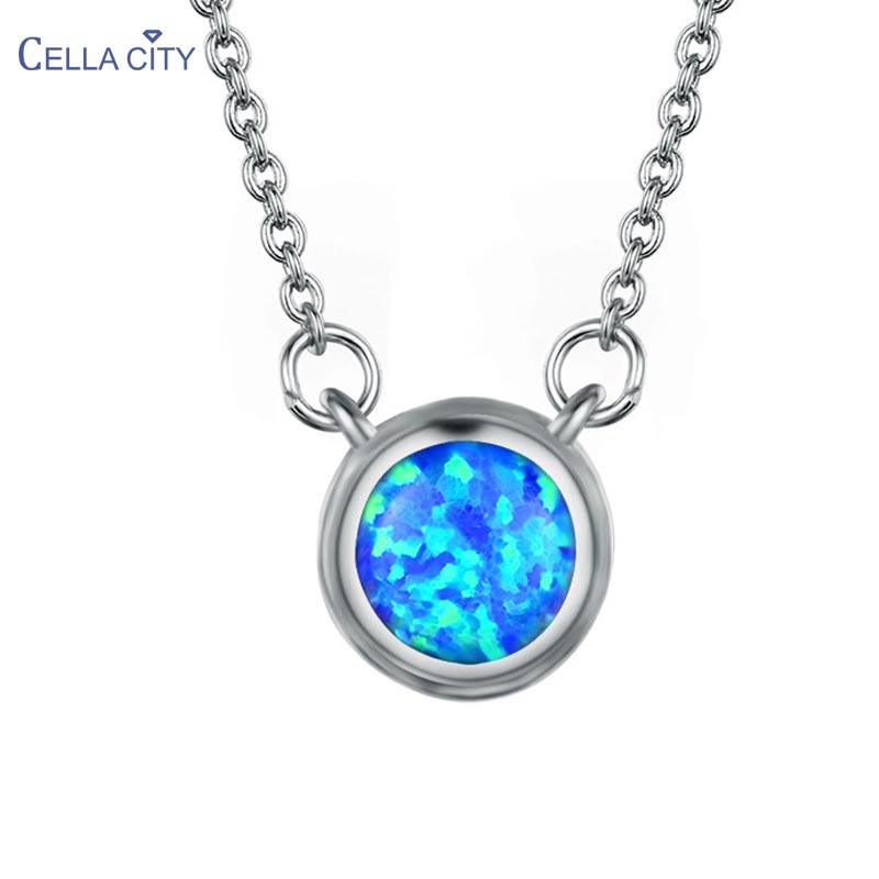 Fire Opal CZ Gold Plated Pendant For Women Round Charm Flower Necklace Chakra Healing October Birthstone