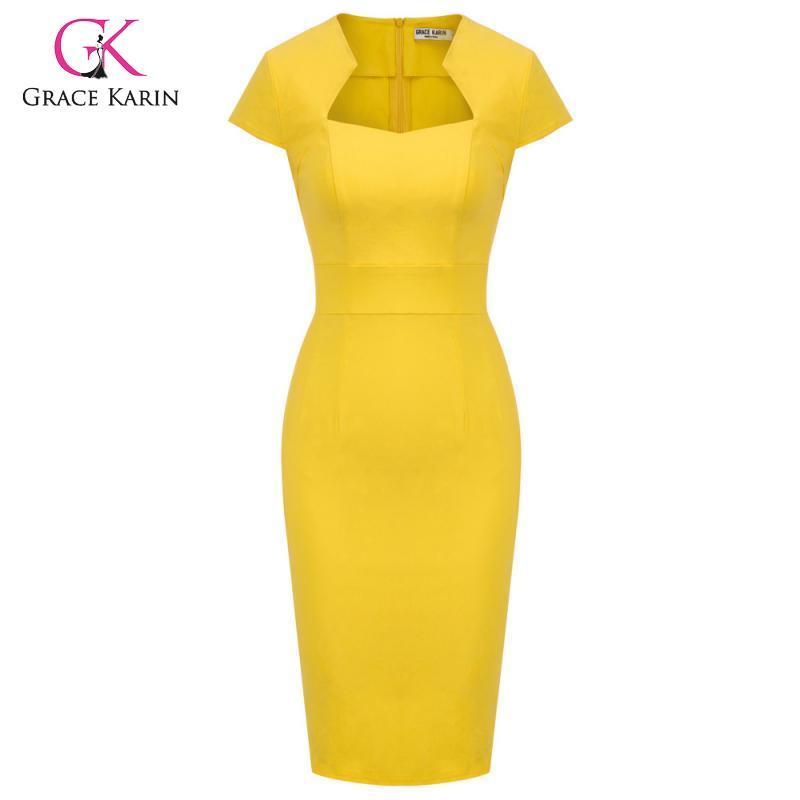 GRACE KARIN Jupe Crayon Moulante Taille Haute Elastique Femme Bureau Midi Jupe de Soiree Cocktail Vintage