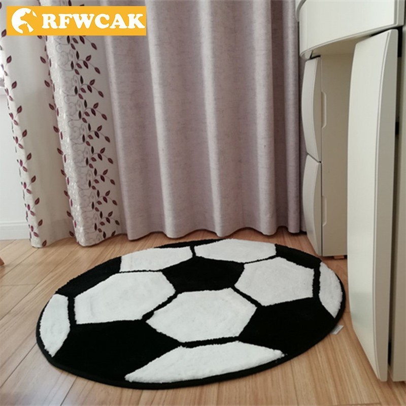 

RFWCAKPolyester Anti-slip Round Ball Carpets For Living Room Bedroom Mat Computer Chair Rug Football Basketball Carpet Kids Room