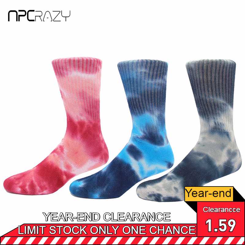 

Socks Colorful Sock with Prints Tie Dye Sport Socks Red Blue Navy Hit Color Skate Sox Anti-friction Terry Bottom Funny Meias Sox, Y530