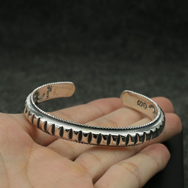 

High Quality 100% 925 Sterling Silver Mens Bracelet Thick Band Gear Brief Design Men Silver 925 Jewelry Best Gifts