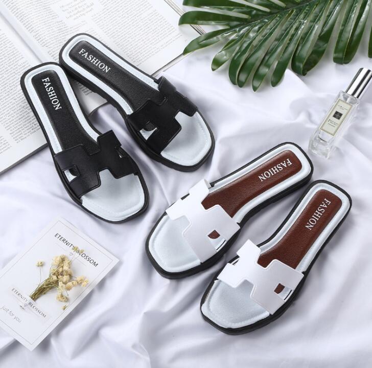 

2019 Women Slippers Flip Flops Woman Slides Summer Outside Female Fashion Shoes Luxury Designers House Home Indoor Slippers k340, Black