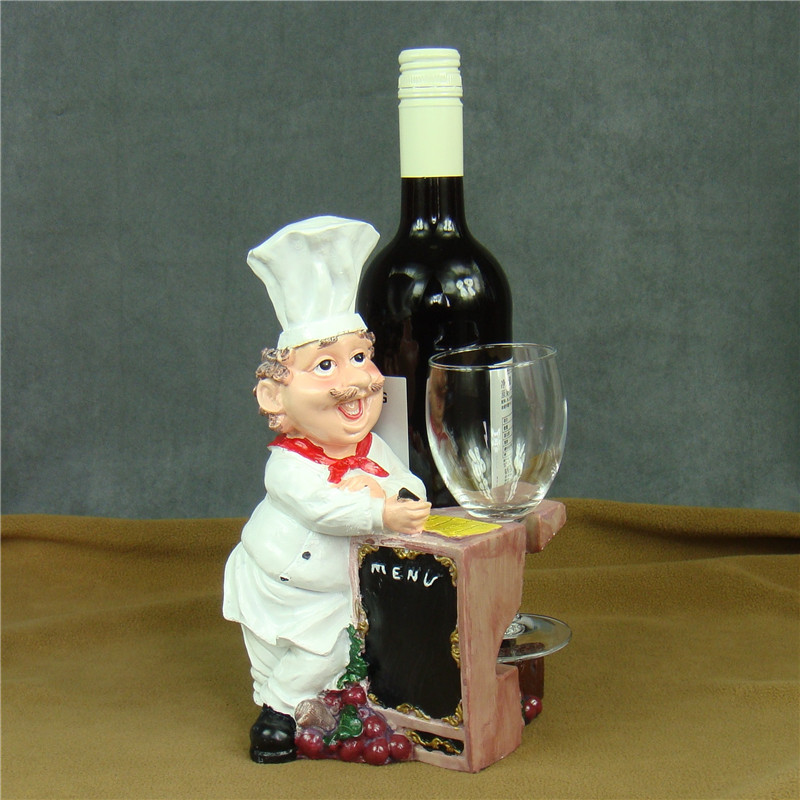 

Creative Chef Sculpture Wine Stand Decorative Resin Cook Statue Goblet Holder Bar Drinking Utility Ornament Craft Accessories