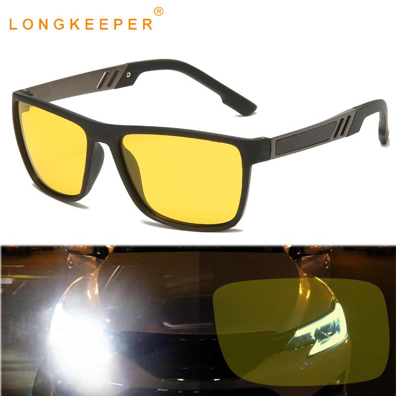 

Classic Night Vision Sunglasses Men Women TR90 Polarized Driving Glasses Square Yellow Sun Glasses For Driver UV400 Goggles