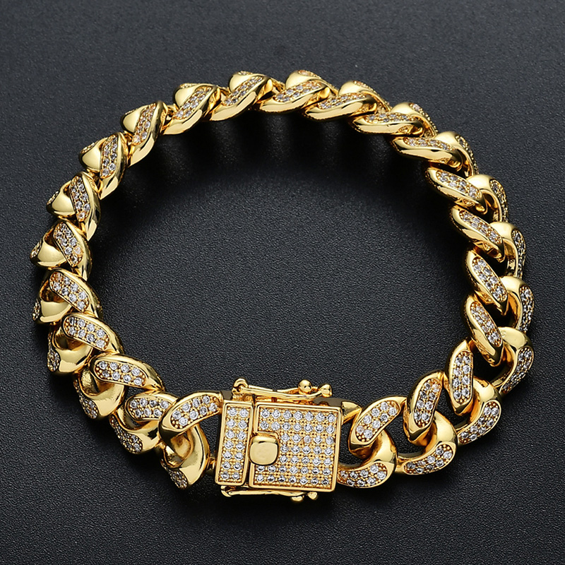 

Hip Hop Micro Paved Cubic Zirconia Bling Iced Out Miami Curb Cuban Chain Bracelets For Women Men Rapper Bracelets Jewelry
