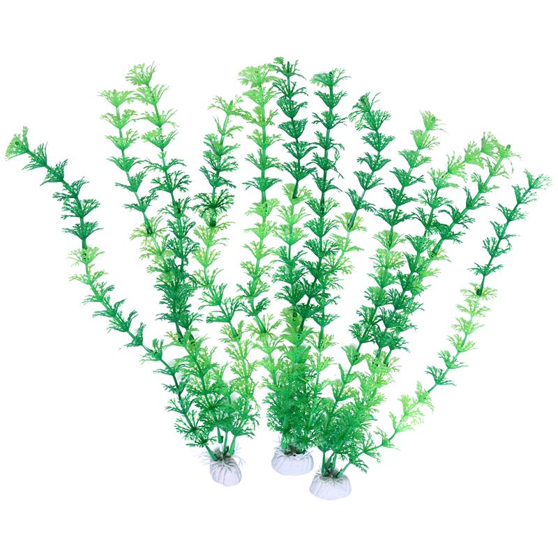 

3pcs Aquarium Decorations Fish Tank Artificial Plastic Green Water Plants, As pic